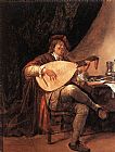 Jan Steen Canvas Paintings - Self-Portrait as a Lutenist